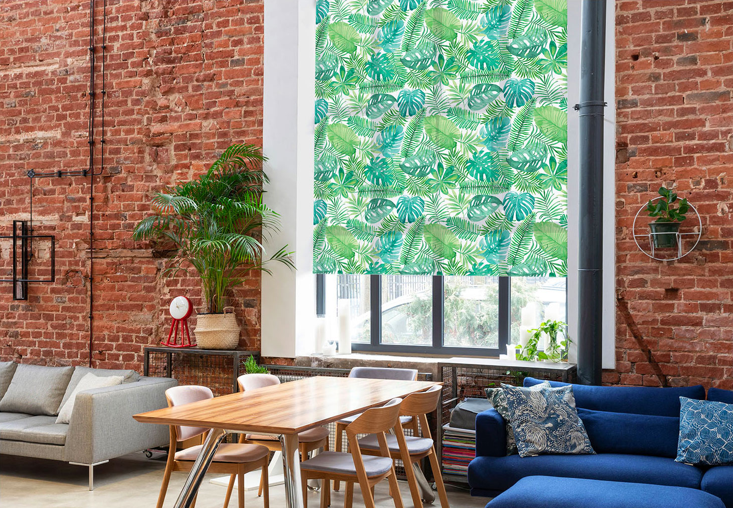store enrouleur motif feuille tropicale