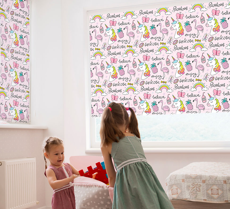 store enrouleur licorne rose fille flamant
