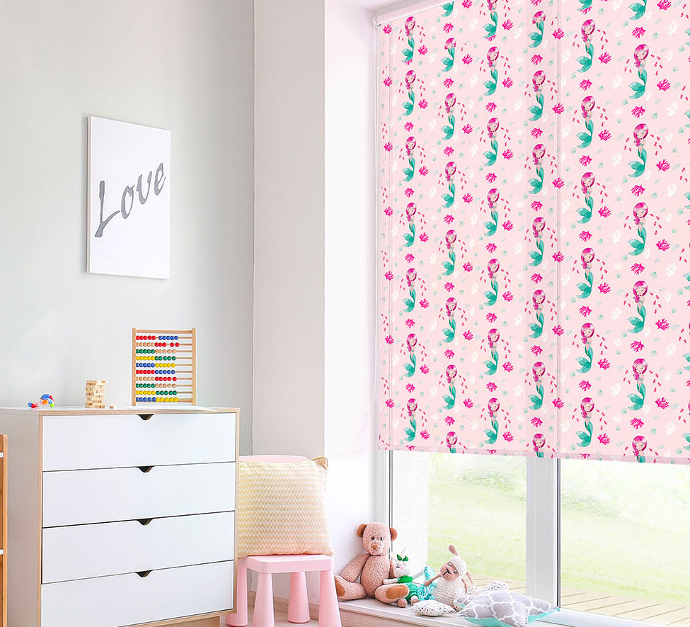 store enrouleur sirene rose enfant fille