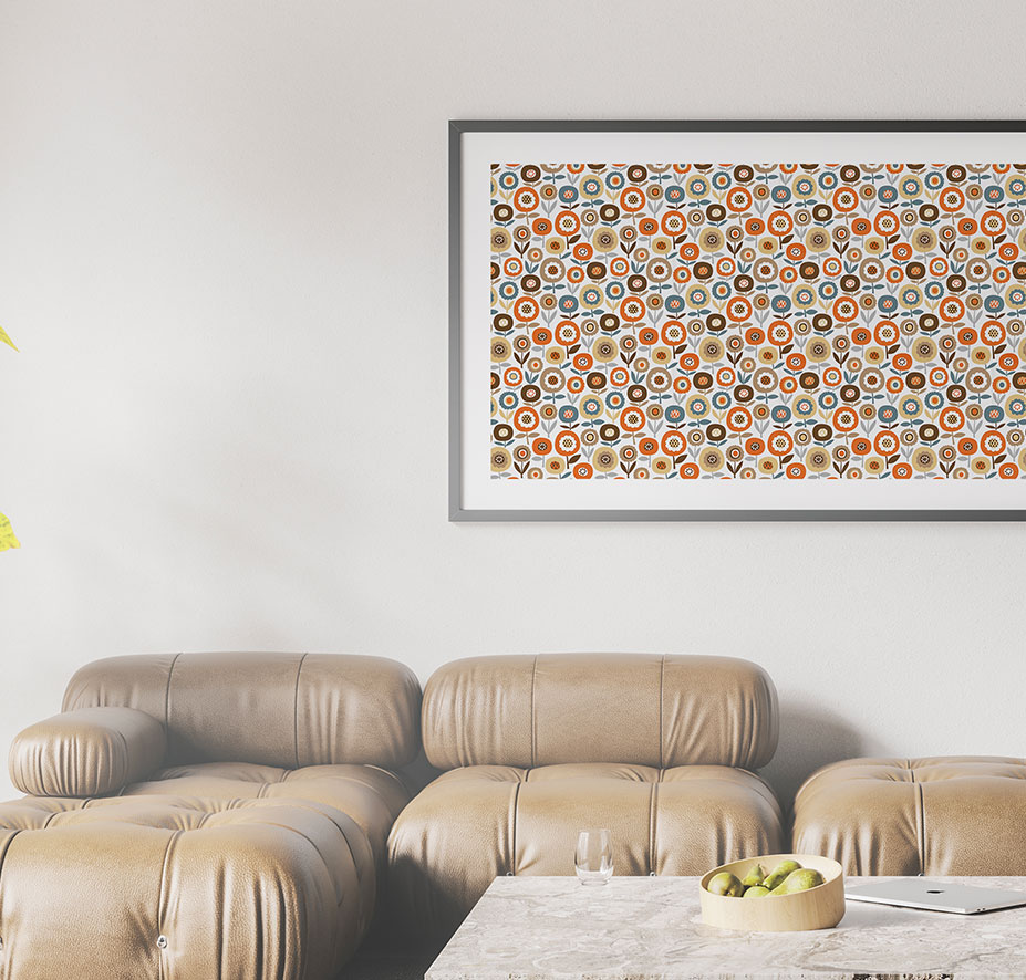 cadre motif fleur vintage