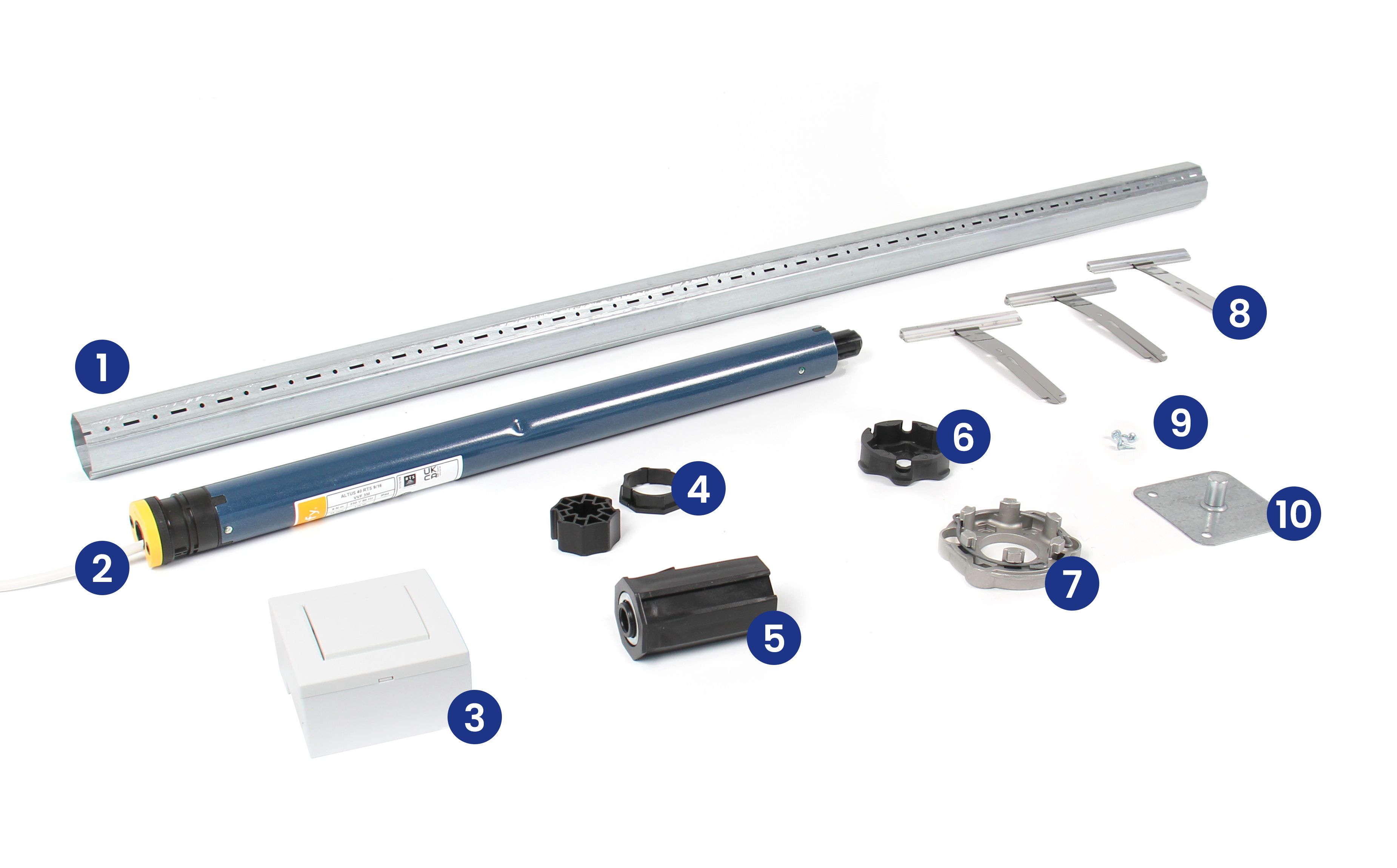 Composition du kit axe motorisé Somfy filaire diamètre 40mm