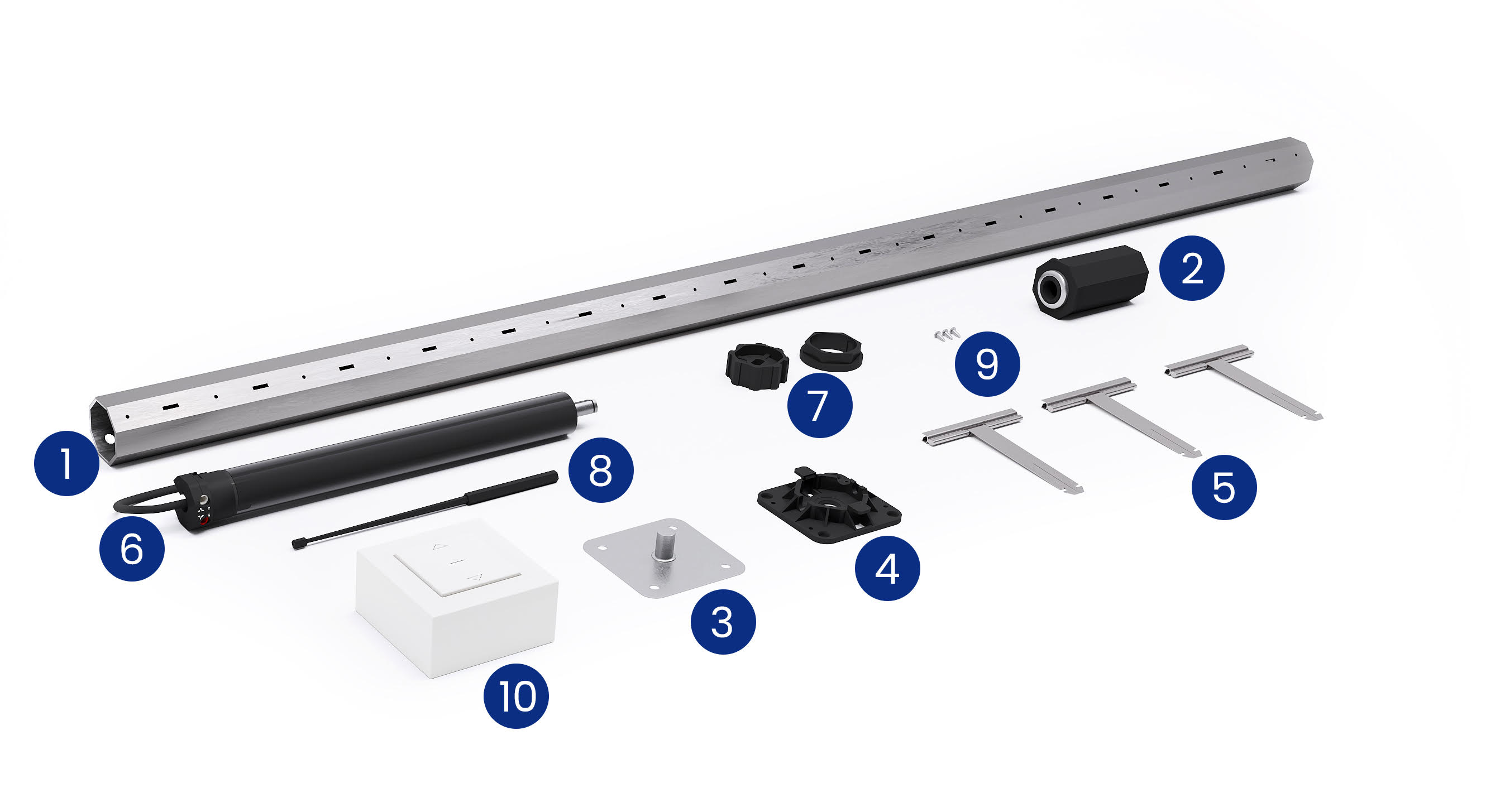 Contenu du kit axe motorisé Avosdim filaire diamètre 40mm