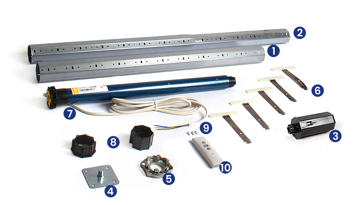 Contenu du kit axe motorisé somfy RTS longueur 2500mm