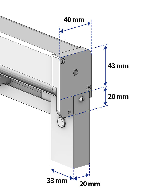 Dimensiones de la caja y guías de la persiana enrollable