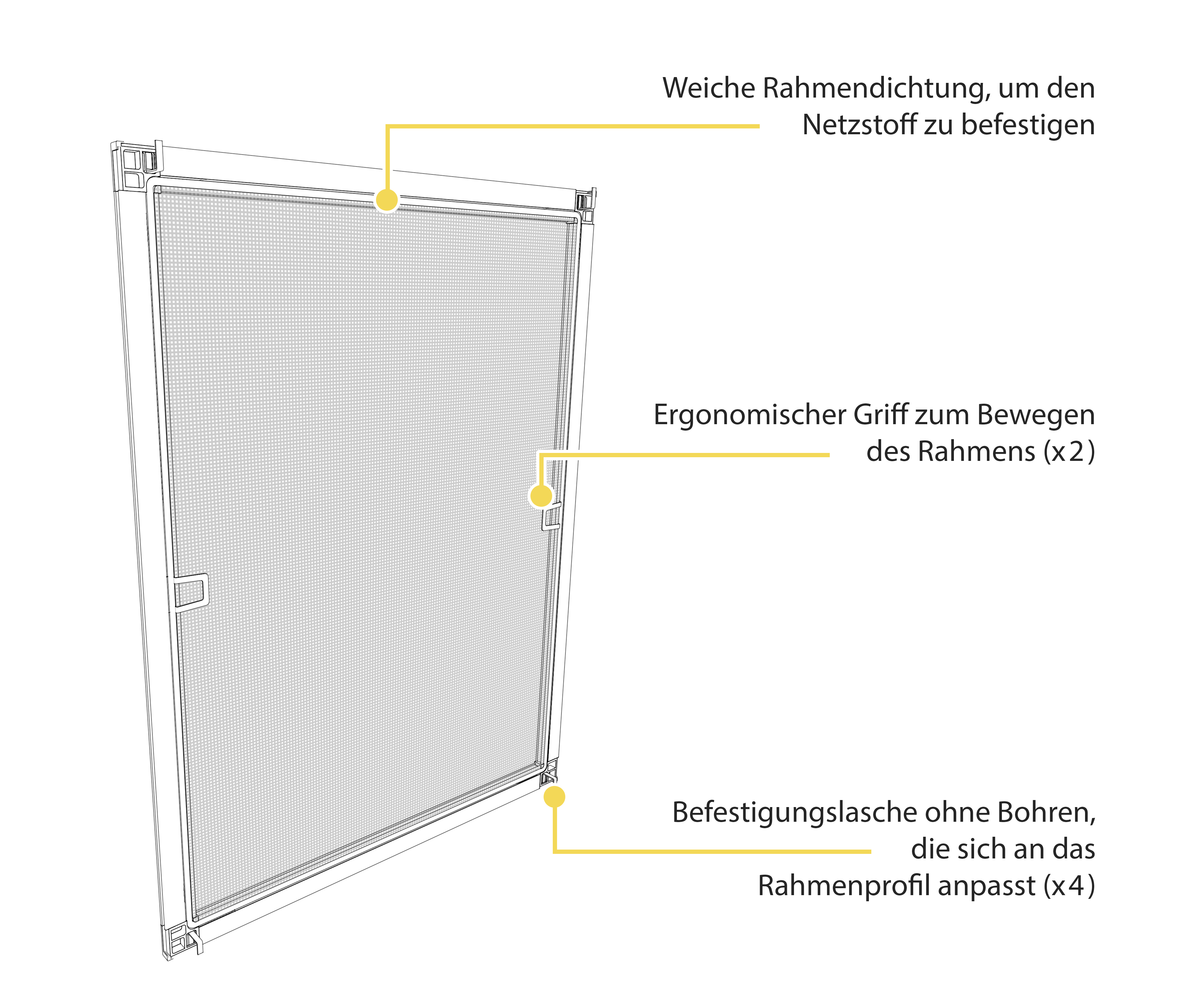 verstellbarer Fliegengitterrahmen für Fenster auf der Innenseite