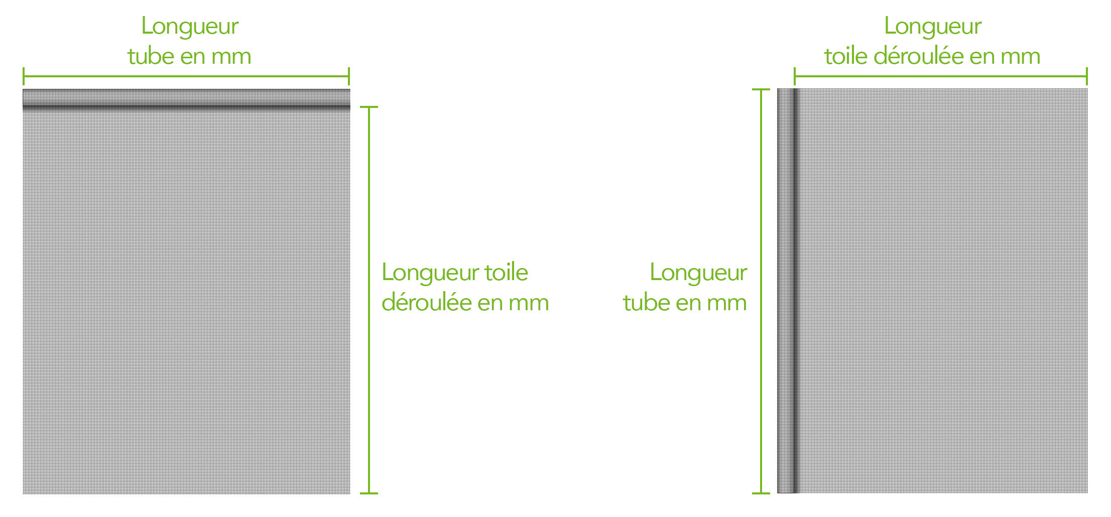 schema dimension toile remplacement