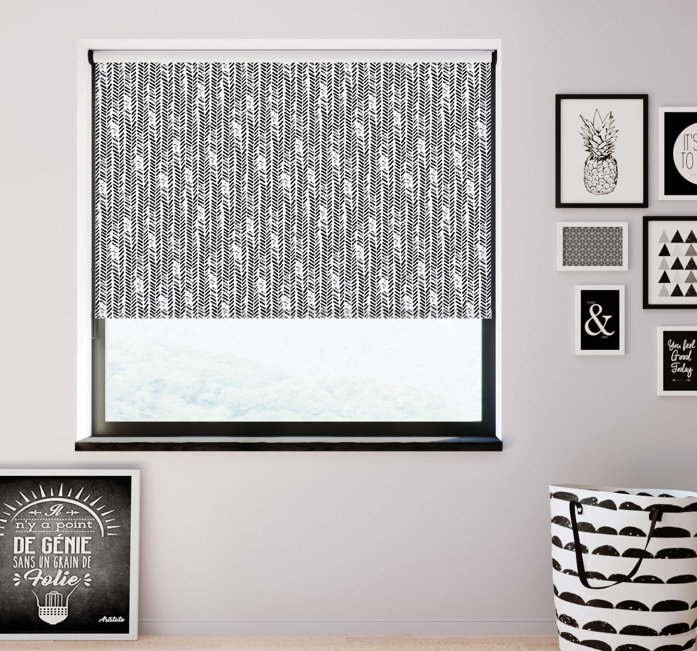 Store enrouleur noir et blanc sur mesure