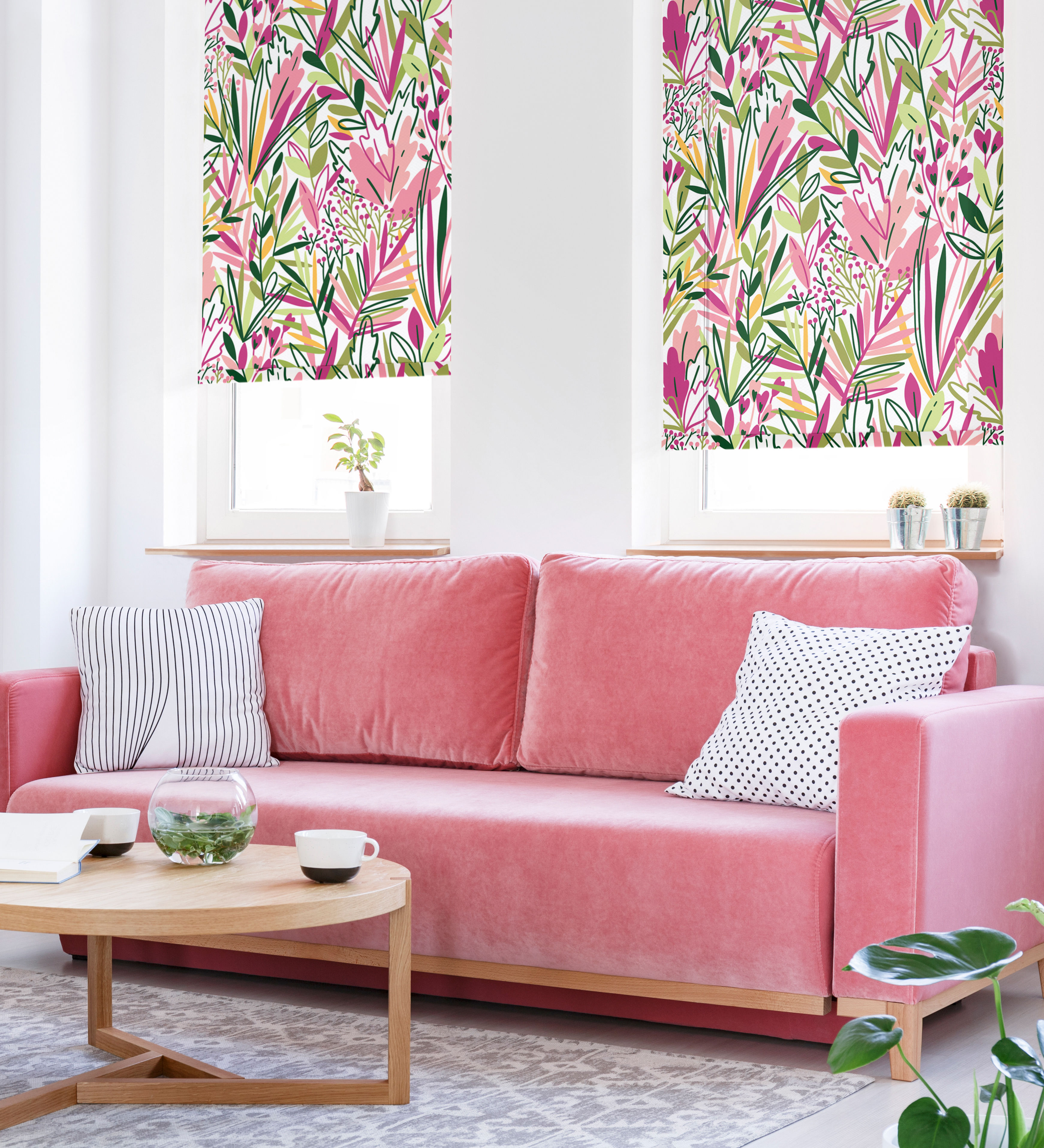store enrouleur rose nature feuilles fleurs champetre