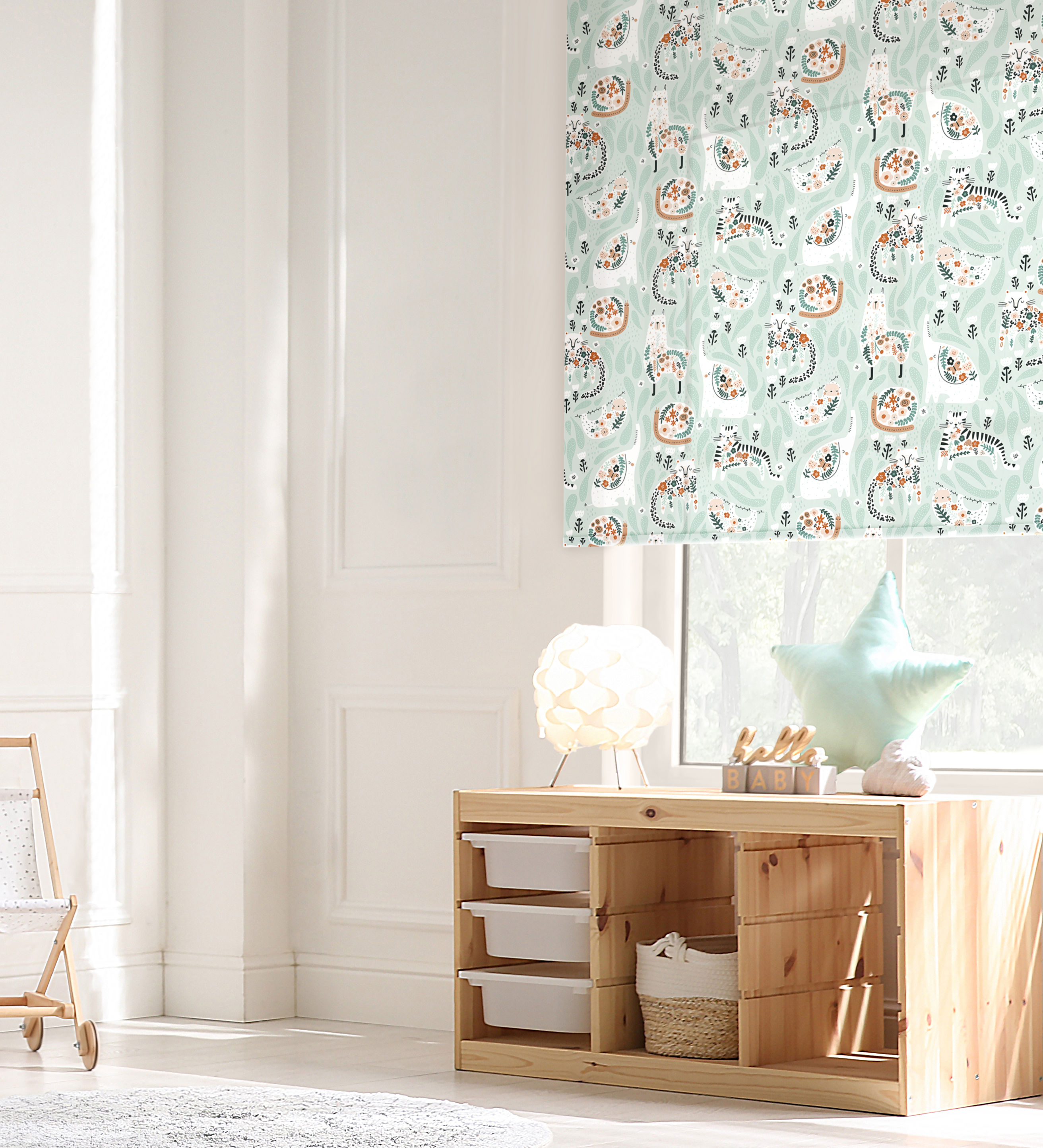 store enrouleur vert menthe elephant