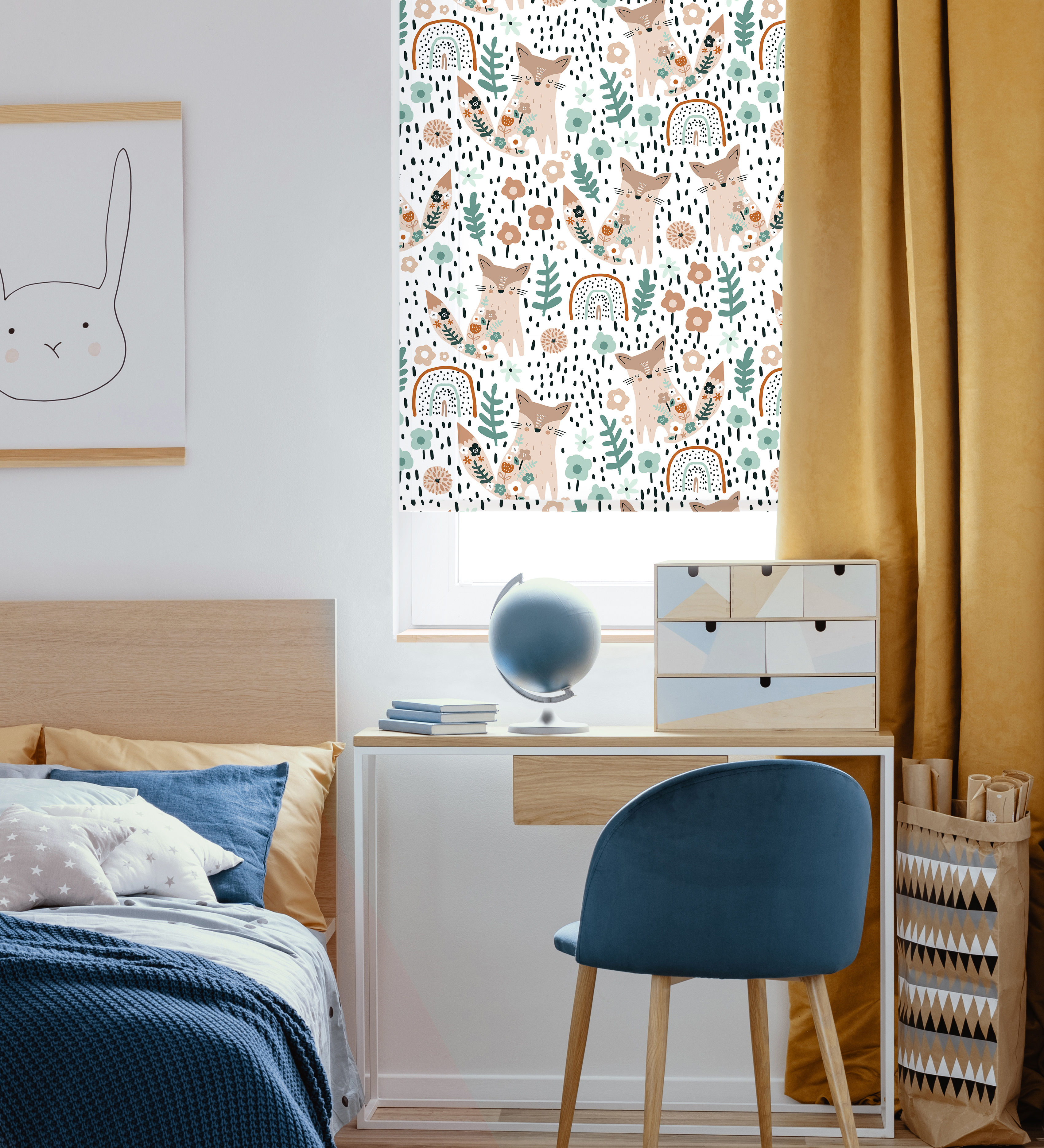 store enrouleur renard original blanc pour chambre enfant